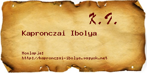 Kapronczai Ibolya névjegykártya